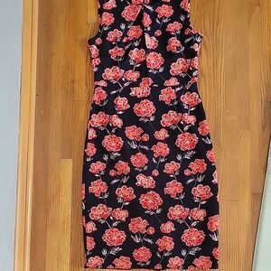 Floral Black and Red Dress